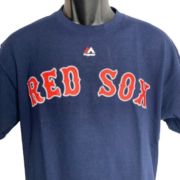 Majestic Red Sox 16 Benintendi T Shirt L Blue Crewneck Short Sleeve MLB Baseball - Picture 2 of 8
